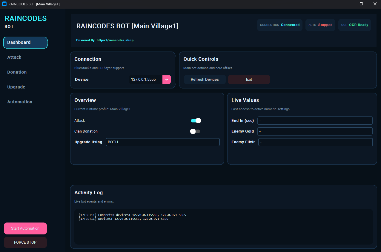 بوت رموز المطر للعبة كلاش اوف كلانس القريه الرئيسية(1Month)